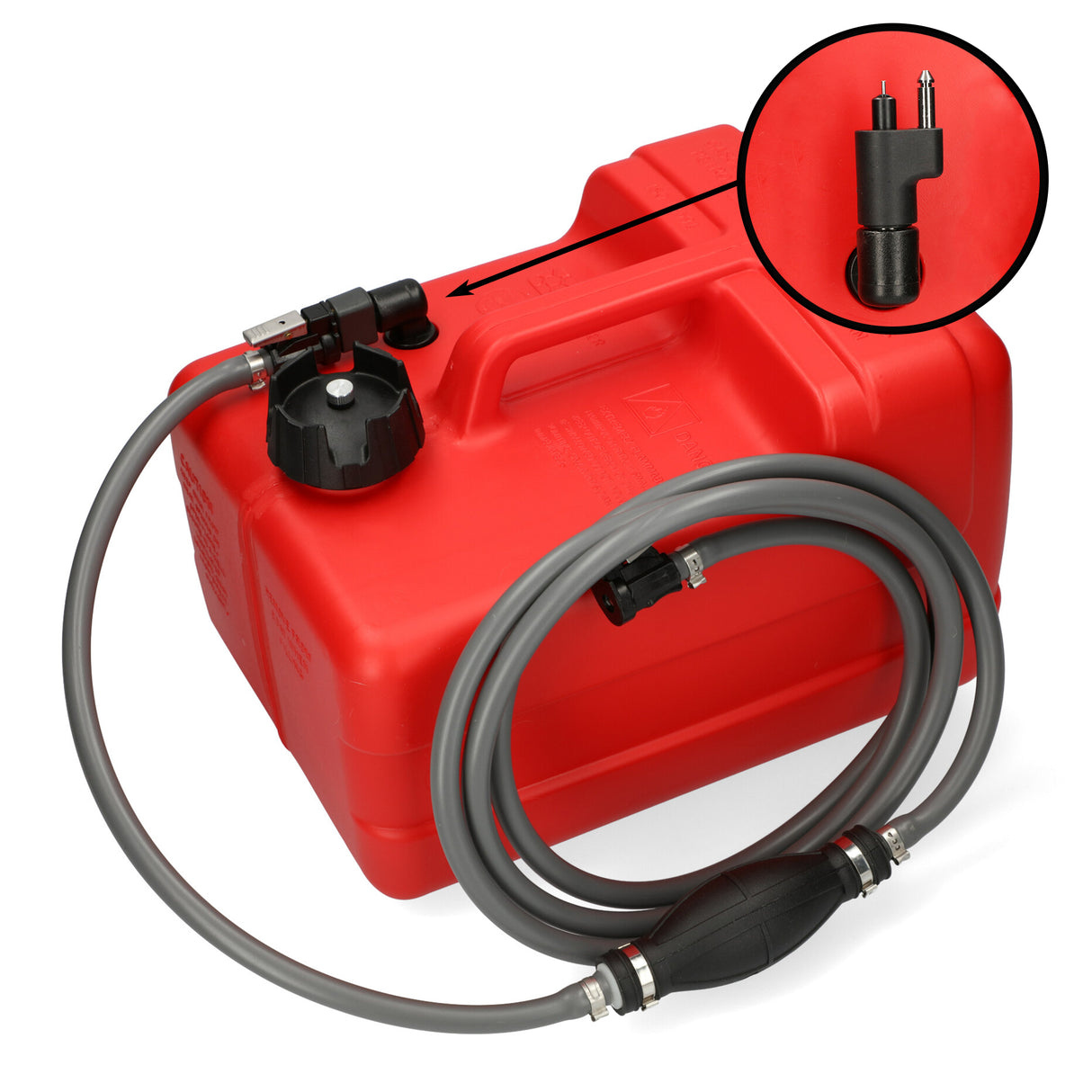 Yamaha Kraftstofftank rot mit 3m Schlauch, ISO-zertifiziert, Chemiebeständiges HDPE - 11.3 - 30 Liter (Optional mit Schlauch)