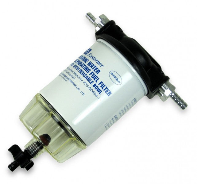 Wasserabscheider Kraftstofffilter Aluminium schwarz, Filter für Benzin und Diesel, inkl. Schauglas und Filterkartusche