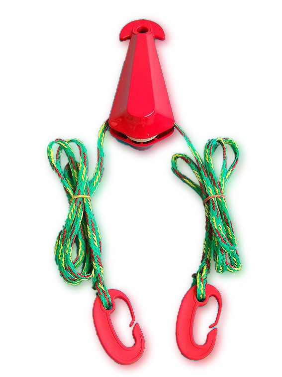 Wasserskizugdreieck mit Karabinerhaken, Steuerseilblock, 300 kg Zugfestigkeit, Schleppdreieck, 300 cm Polyethylen-Leine USP: Nylonhaken