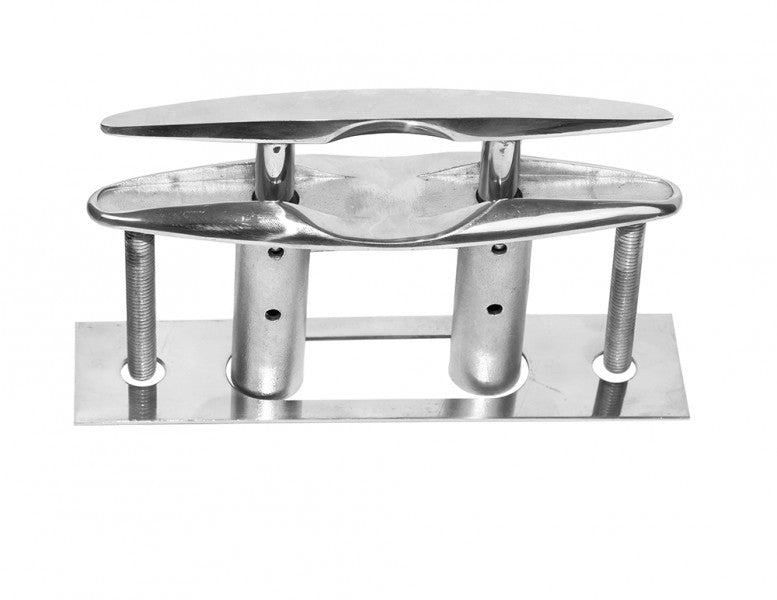 Klampe Edelstahl versenkbar poliert 145 mm, Bootsbeschlag, kompakte Einbautiefe 57 mm