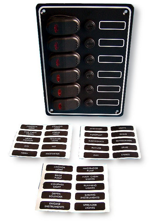 Schaltpaneel 6 wasserdichte LED-Schalter, Schaltkreis-Panel, robuste Metallausführung