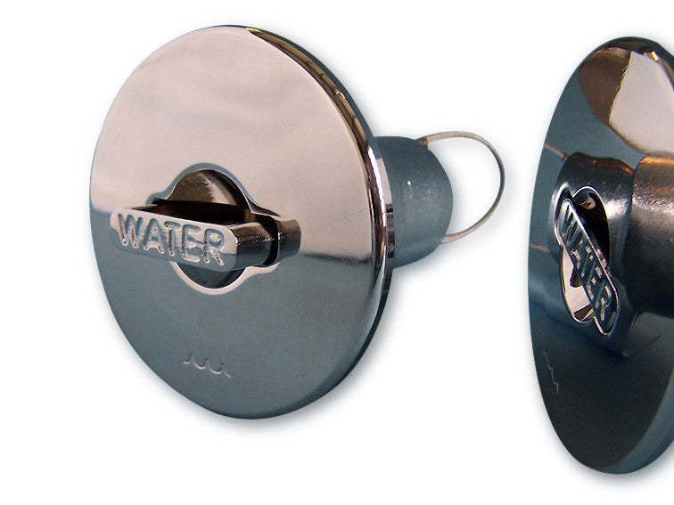 Tankeinfüllstutzen Wasser Messing verchromt 38 mm, Bootstank-Einfüllstutzen, Sichtbare Befestigungsschraubenabdeckung