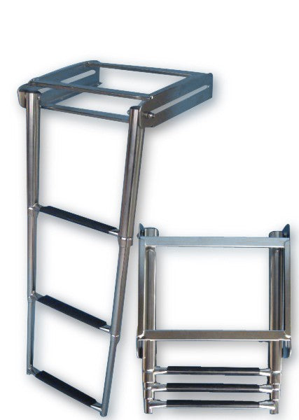 Telescopic bathing ladder made of stainless steel AISI 316, boat stairs, installation under platform