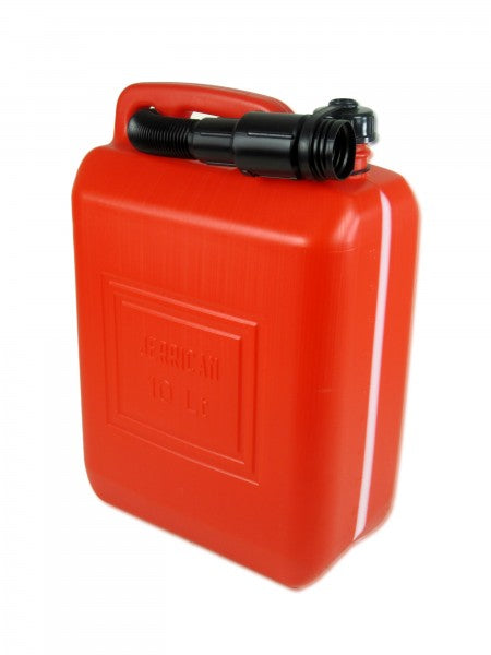 Kraftstoffkanister 10L Rot, Benzinkanister, aus stabilem Kunststoff mit abnehmbarem Ausgussstutzen