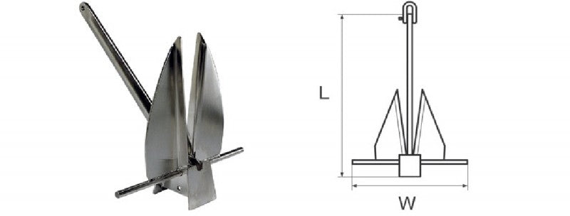 Danforth anchor 16kg stainless steel, boat anchor, high holding power