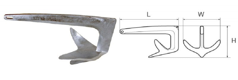 Anchor 2kg galvanized, boat accessories, durable