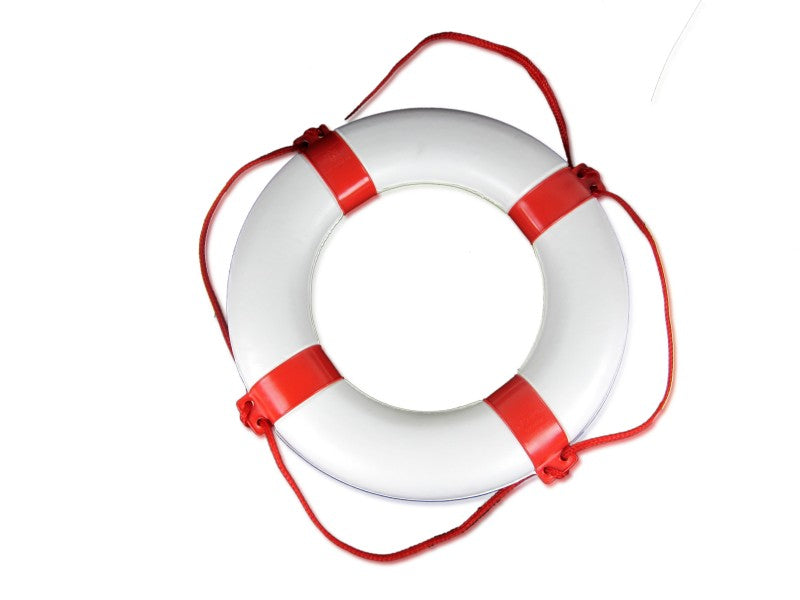 ORCA Rettungsring 57 cm Außendurchmesser Weiß Rot, Schwimmhilfe, PVC Überzug