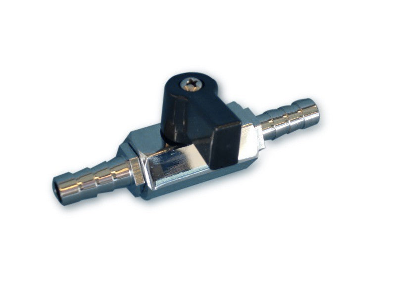 Kraftstoffabsperrhahn manuell, Treibstoffventil, für 8-10 mm Schläuche, Messing verchromt, Hebel aus Nylon, geeignet für alle Kraftstoffarten