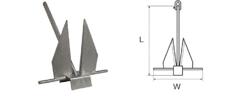 Danforth anchor 6kg galvanized, boat accessories, high stability