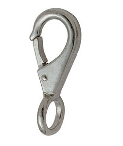 Karabinerhaken feste Öse, Karabiner, 16 mm Ösendurchmesser, 72 mm länge, 140 kg Bruchlast, verchromtes Messing