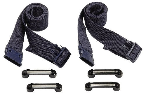 Fastening set petrol canister strap with two 1360 mm straps and four clamps, secure tank cap