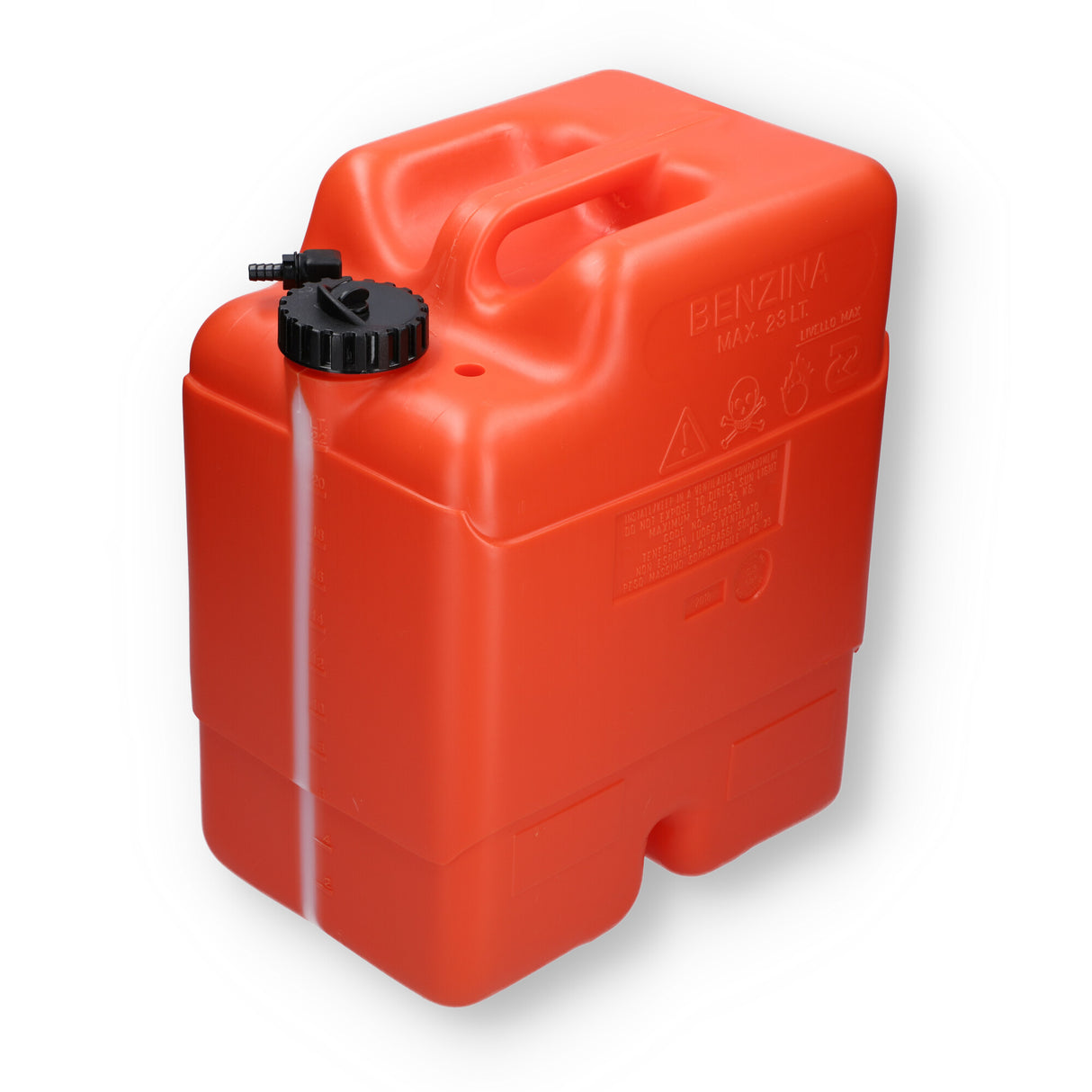 Fuel tank 8mm connection nipple orange, petrol tank, ISO 13591 certified chemically resistant HDPE