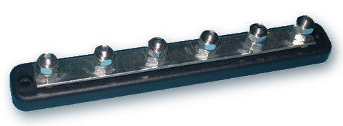 Ground rail earthing rail 6 connections 6 mm, chrome-plated brass, stainless steel screws