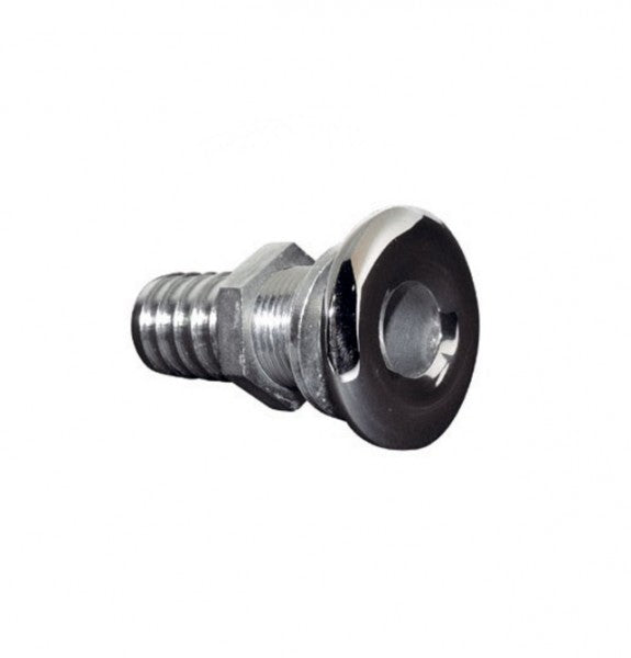 Through-hull fitting made of stainless steel, highly polished, 1/2 inch hose connection nipple 18 mm, through-hull fitting for wall thicknesses up to 20 mm