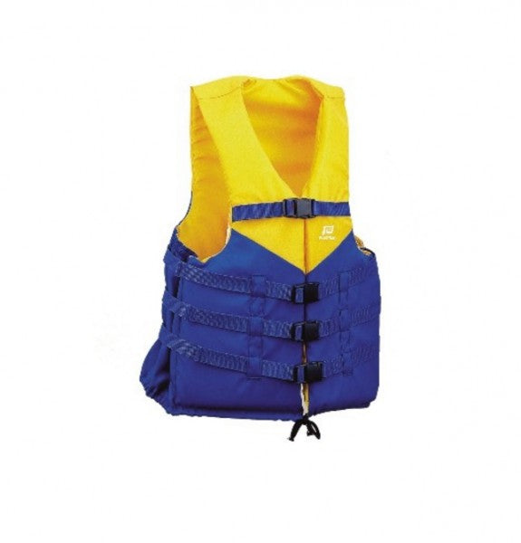 Wasserskiweste 70N Polyethylenschaum, Schwimmweste, Guter Schutz Brustkorb, 30-50kg Blau/Gelb