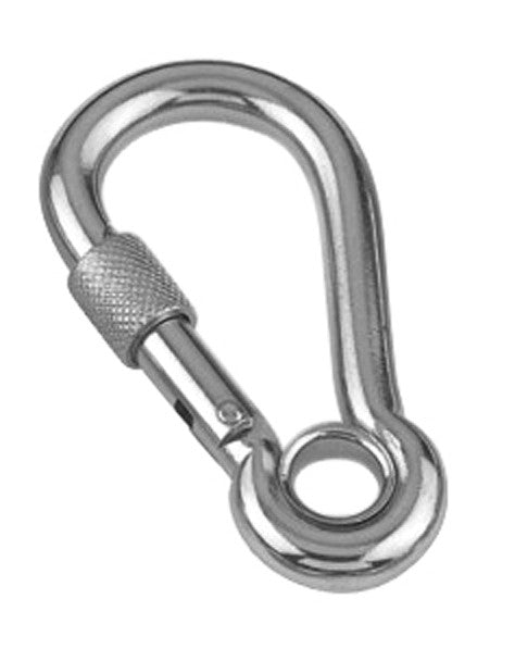 Karabinerhaken mit Sicherheitsmutter Edelstahl 8 mm, Sicherheitskarabiner, Bruchlast 870 Kg