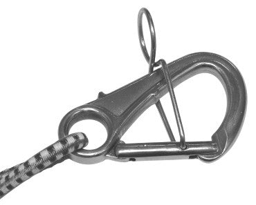 Edelstahl Bojen-Karabiner 108 mm x 63 mm, Nautik-Schnappschäkel, Öffnen mit Bootshaken, Bruchlast 910 Kg
