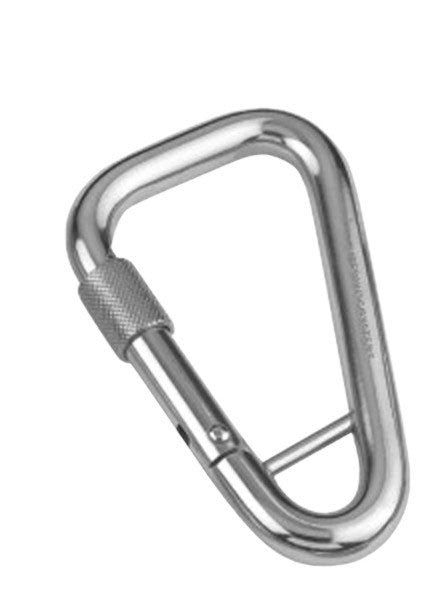 Karabinerhaken mit Sicherheitsmutter Steg Edelstahl A4 11 mm, Bruchlast 1600 Kg