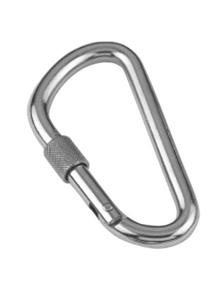 Karabinerhaken mit Sicherheitsmutter Edelstahl A4 10 mm, Karabiner, Bruchlast 2720 Kg