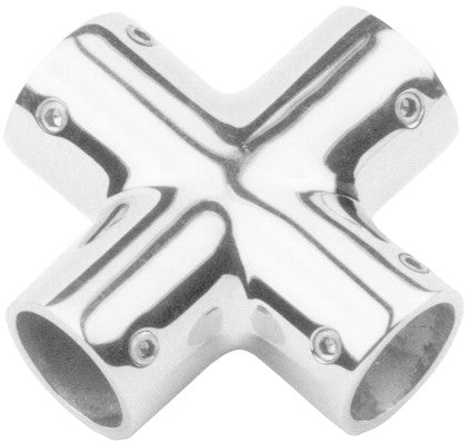 Edelstahl 4-Wege-Relingverbindung, Rohrverbinder für 25 mm Ø, langlebig