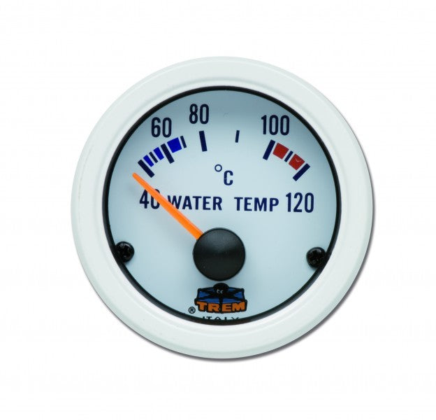 Wassertemperaturanzeige Weiß, Strichskala 0–120°C, inkl. Geber, mit Drehmontagesystem - 20 - 120°C schwarz oder weiß
