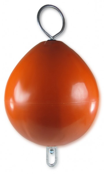 B&B Fender Boje Orange Ø 600mm, Aufblasbare Schwimmboje, Robustes PVC mit Verzinkter Stange 1040mm