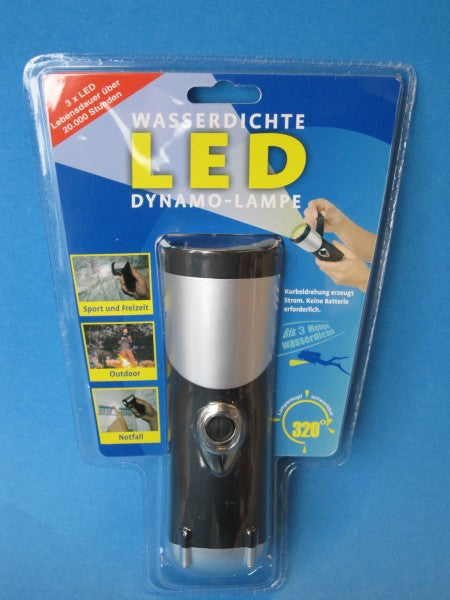 Wasserdichte Dynamo LED Taschenlampe, LED-Kurbellampe, outdoor-optimiert und leuchtstark