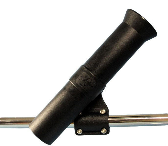 Rod holder plastic black pivoting, fishing rod holder, vertical/horizontal attachment 360° rotatable