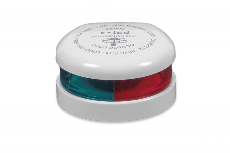 T-LED Zweifarbenlaterne 225° Rot/Grün Gehäuse Weiß Kunststoff, Bootslampe, energieeffizient IPX6 1,5W 60.000h