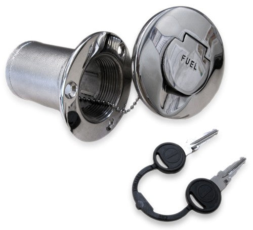 Tankeinfüllstutzen Edelstahl 50mm Hochglanzpoliert, Benzin Tankdeckel, Sicherer Verschluss mit Kette