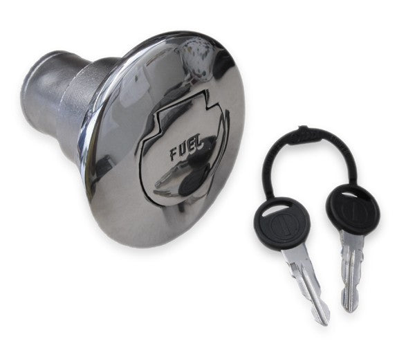 Tankeinfüllstutzen Benzin Edelstahl AISI 316 hochglanzpoliert, Tankdeckel mit Kette gesichert, für Schlauchdurchmesser 38 & 50 mm