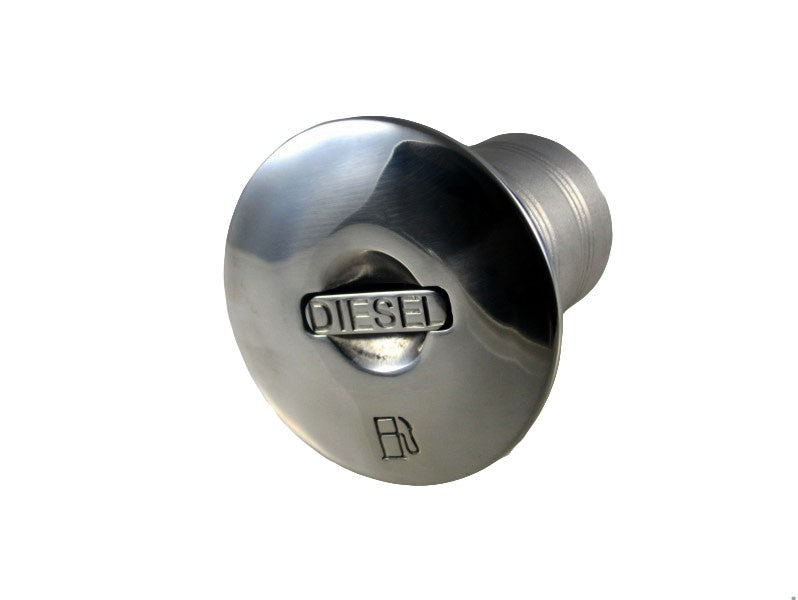 Tankeinfüllstutzen Diesel Edelstahl hochglanzpoliert, Einfüllöffnung, Verschluss mit Kette gesichert, 50 mm Durchmesser