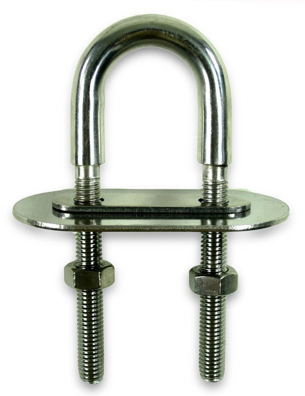 Rigging iron stainless steel AISI 316 highly polished 10 mm, threaded bolt, with retractable set board