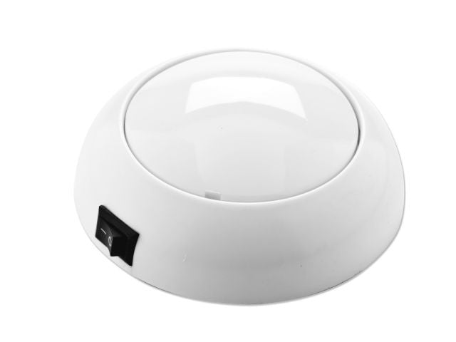 LED Lampe matt 12V Schalter, Kunststoff Licht, weiß, Durchmesser 110 mm