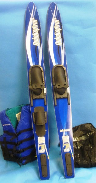 Quicksilver Wasserski Set, hochwertig RIM-formgepresst, mit Tasche und Weste, familienfreundlich 168 cm