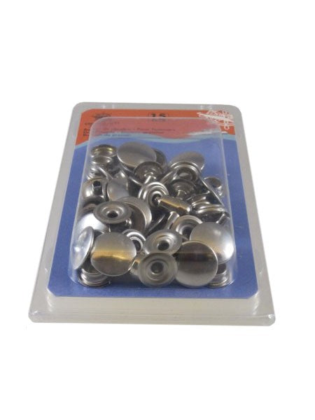 Druckknöpfe Set 15 Edelstahl rostfrei, Verschluss Set, mit Hammer vernietbar und Montagehalterung