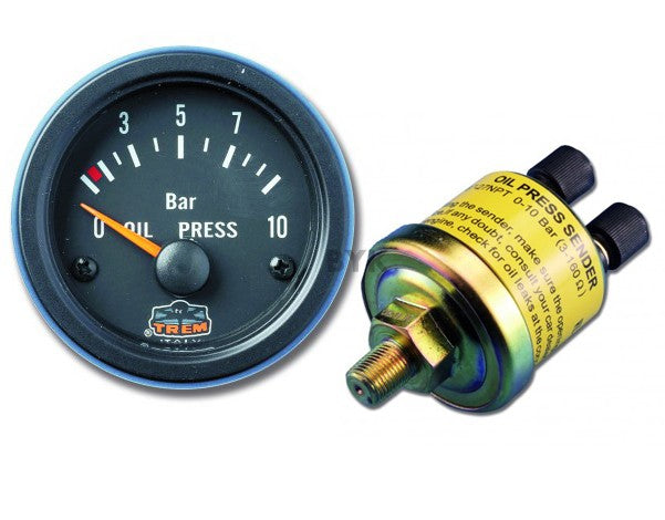 Öldruckanzeige Schwarz 12V, Manometer, 52 mm Einbaudurchmesser, mit Geber, neues Drehmontagesystem