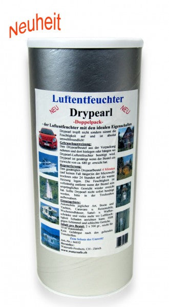 Drypearl Luftentfeuchter 2 x 500g umweltfreundlich, Feuchtigkeitsabsorber, tropft nicht