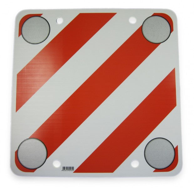 Warning sign plastic 500 x 500 mm with reflective cat's eyes, signal sign B-stock