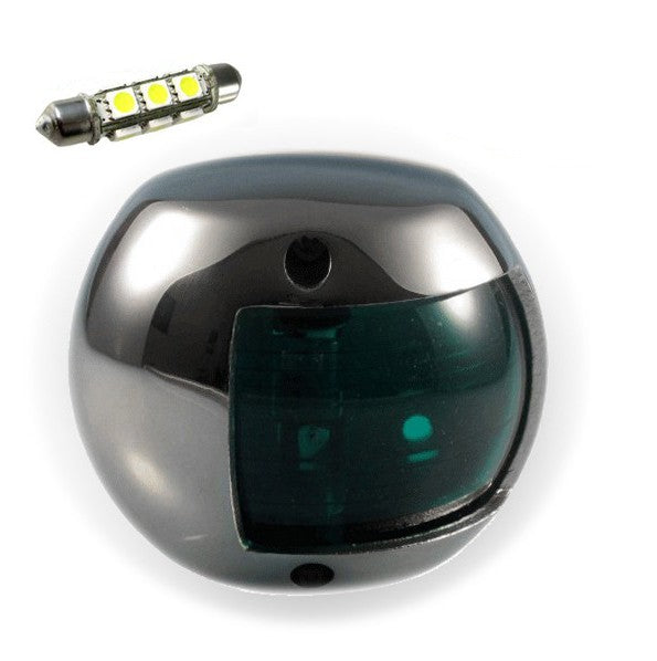 LED-Steuerbordlaterne Edelstahl hochglanzpoliert, Bootsbeleuchtung, geeignet für Boote bis 20 Meter, wasserdicht