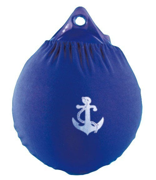 Fenderüberzug Bojenfender blau, Fenderabdeckung mit Ankerdekor, Polyester für Durchmesser 39-44 cm