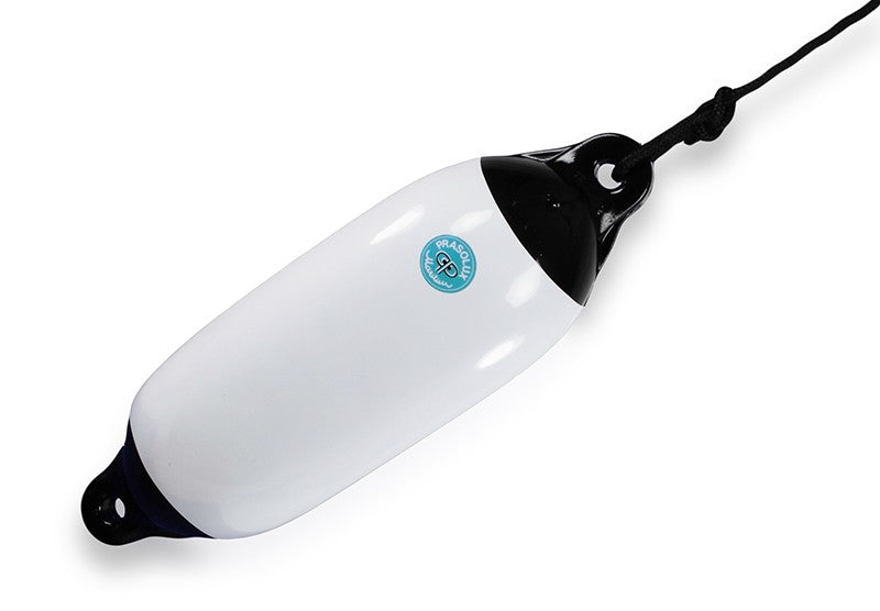 Fender Fender 420x120 mm PVC weiß/schwarz, Bootskörper-Schutz, inklusive 1,50 m Fenderleine