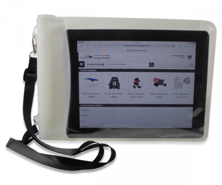 Wasserdichte Tasche für iPad, Tablet-Hülle mit Clipverschluss, Bedienbarkeit durch Hülle