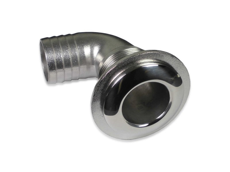 Through-hull fitting made of stainless steel AISI 316, angled hose connection 38mm 90° 1-1/2 inch, inner diameter 32mm, robust and weatherproof