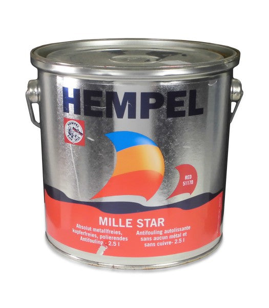 Hempel Antifouling Mille Star 2.5L red, self-eroding, impact-resistant boat paint, B-stock, flawless original product