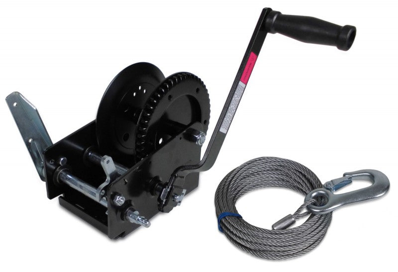 Trailerwinde Stahlseil 1100kg, Seilwinde Set, formgegossener Hebel und gebogene Verstärkungen