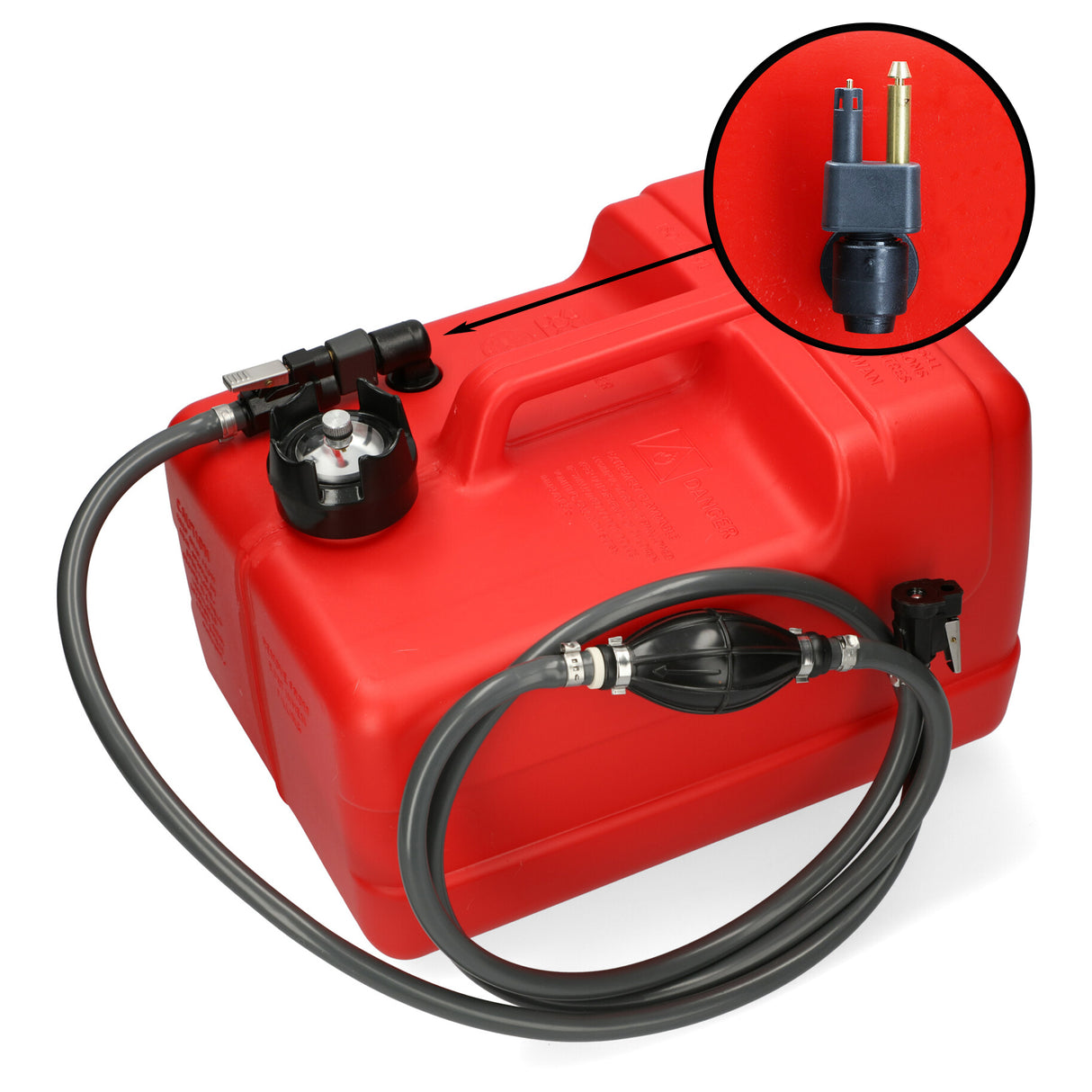 Mercury Kraftstofftank rot, 2m Schlauch, manuelle Füllstandsanzeige, ISO-zertifiziertes HDPE für Benzin und Diesel -