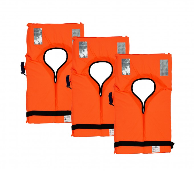 Lalizas solid lifejacket set of 3, lifejackets >40kg, EN ISO 12402-4 certified for coastal waters