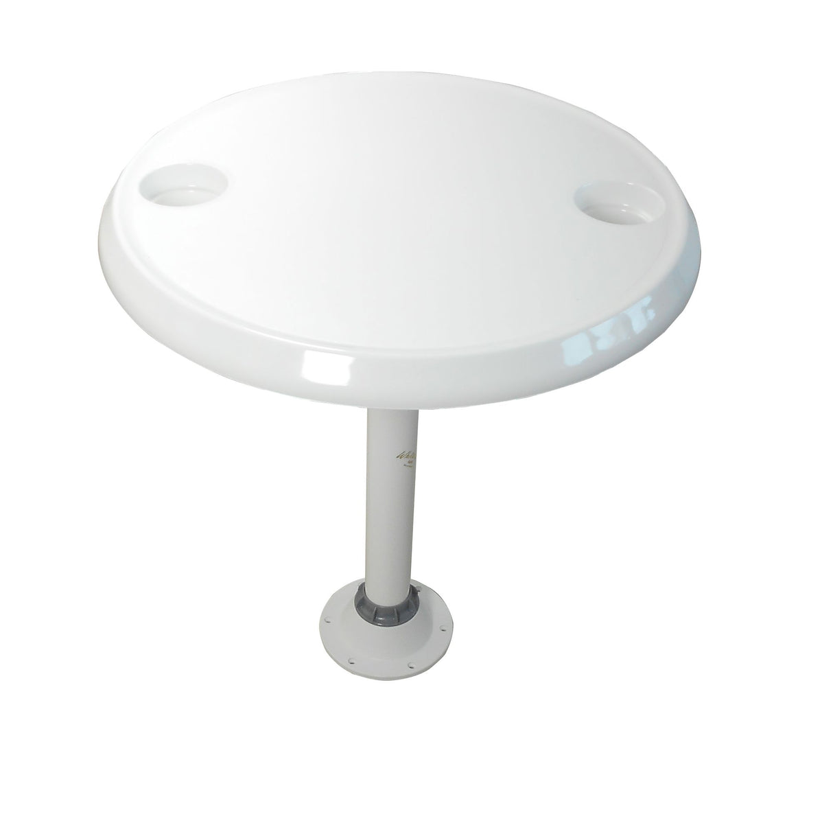 Runder Tisch mit Getränkehaltern, ASA-Kunststoff, wetterbeständig und schlagzäh, verschiedene Ausführungen verfügbar - (Optional mit Getränkehaltern)