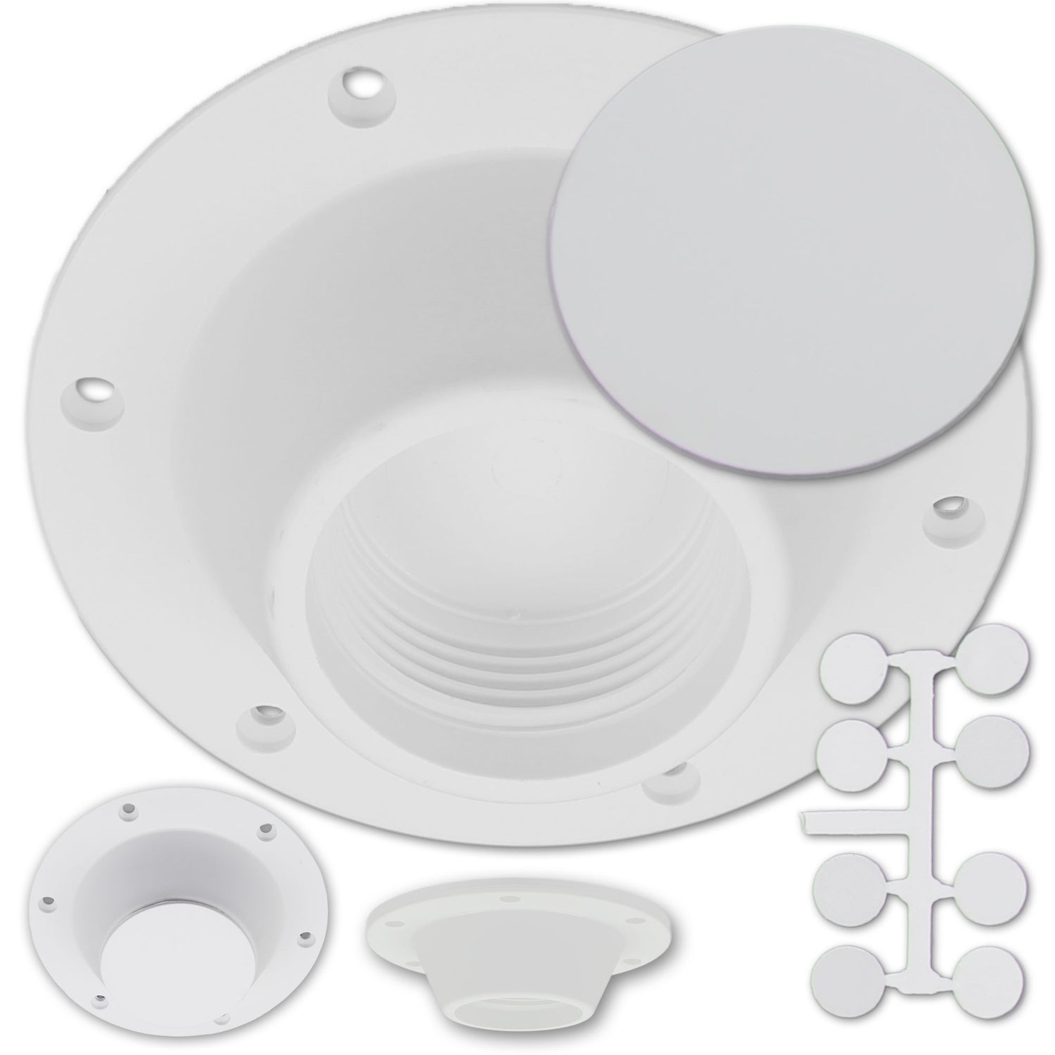 Kunststoff Tischbeinunterteil Deckaufbau 53mm hoch, Montagesystem, inklusive Abdeckungen - (Optional mit Abdeckungen)